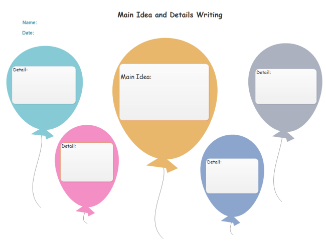 Main Idea and Details Graphic Organizer Templates - Printable