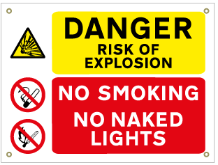 DANGER RISK OF EXPLOSION NO SMOKING NO NAKED LIGHTS | TSC Signs