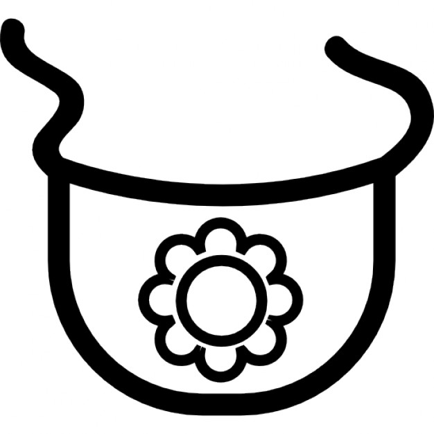 Baby bib outline with a flower Icons | Free Download