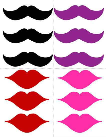 Mustache and Lips Instant Download PRINTABLES for by MyPoshDesigns