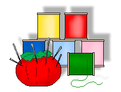 Sewing Clip Art - Pincushions and Thread - Sewing Images