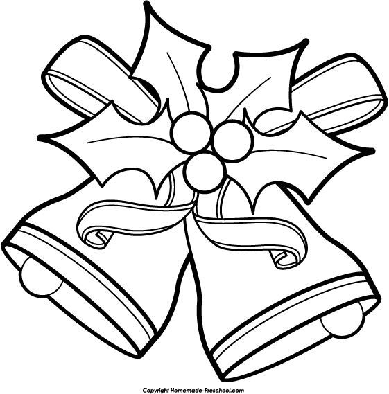 Christmas bells black and white free clipart