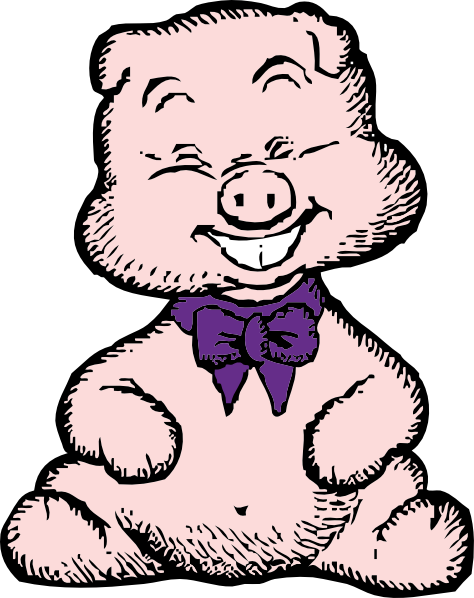 Laughing Pig clip art Free Vector