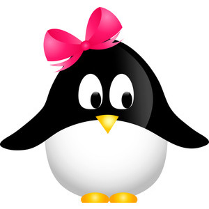 Penguin Clipart Image - Cute Cartoon Lady Penguin with Pink Bow ...