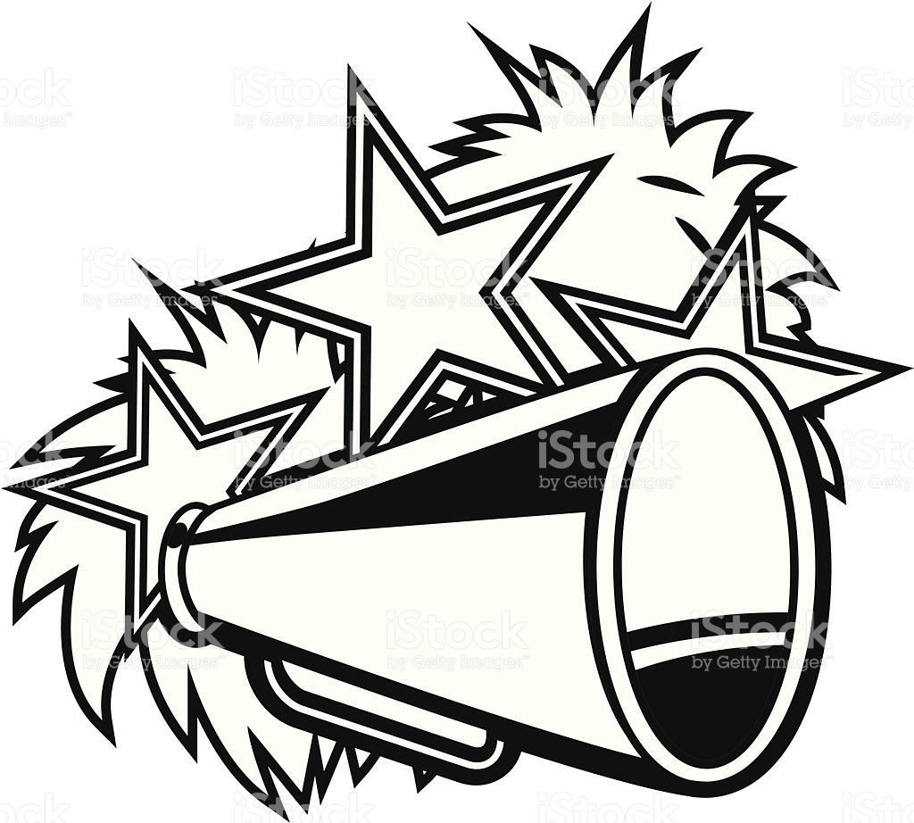 Cheerleader Pompoms And Megaphone Black White stock vector art ...