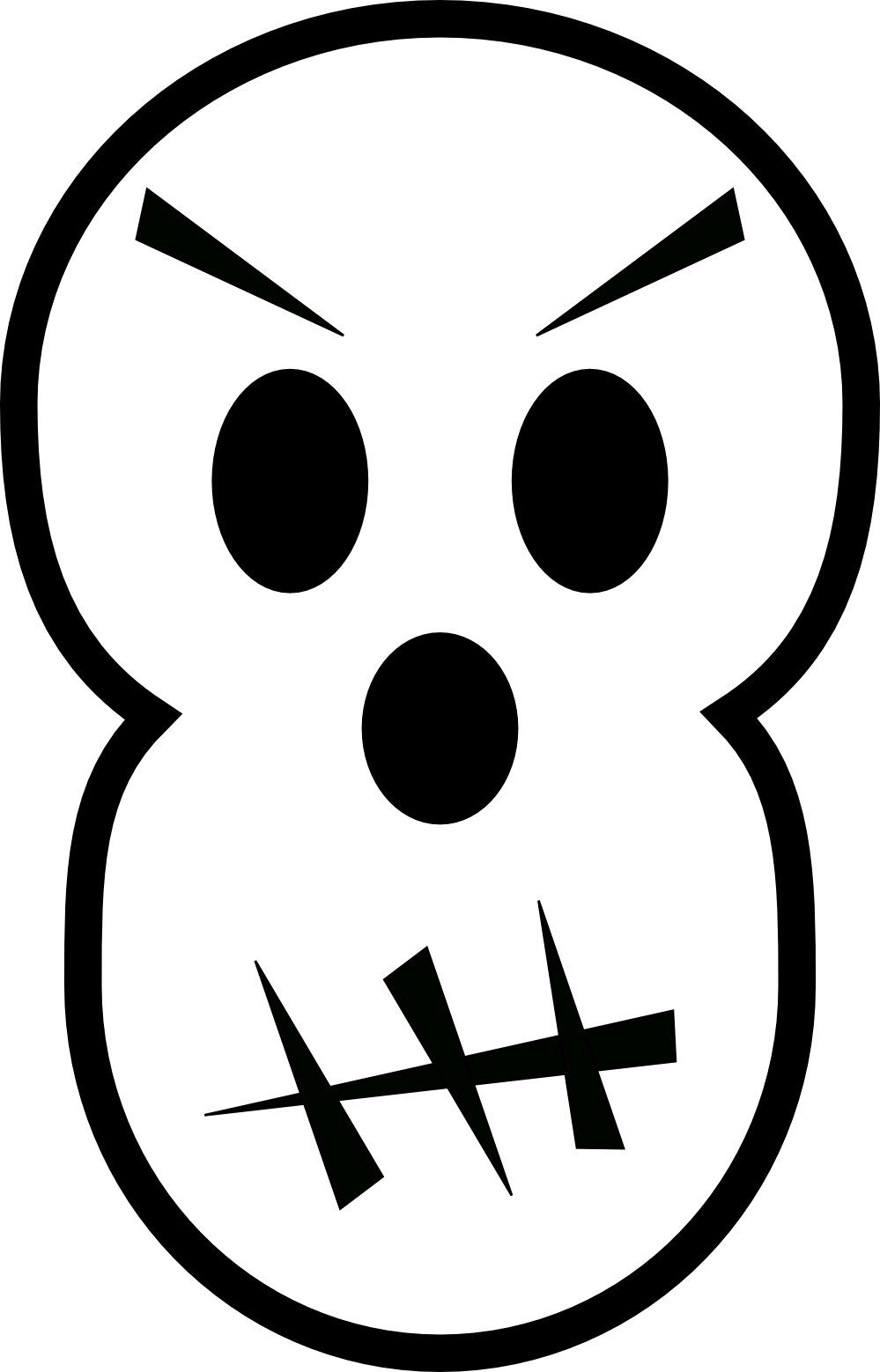 Clip Art: Angry Black White Skull Bones ...