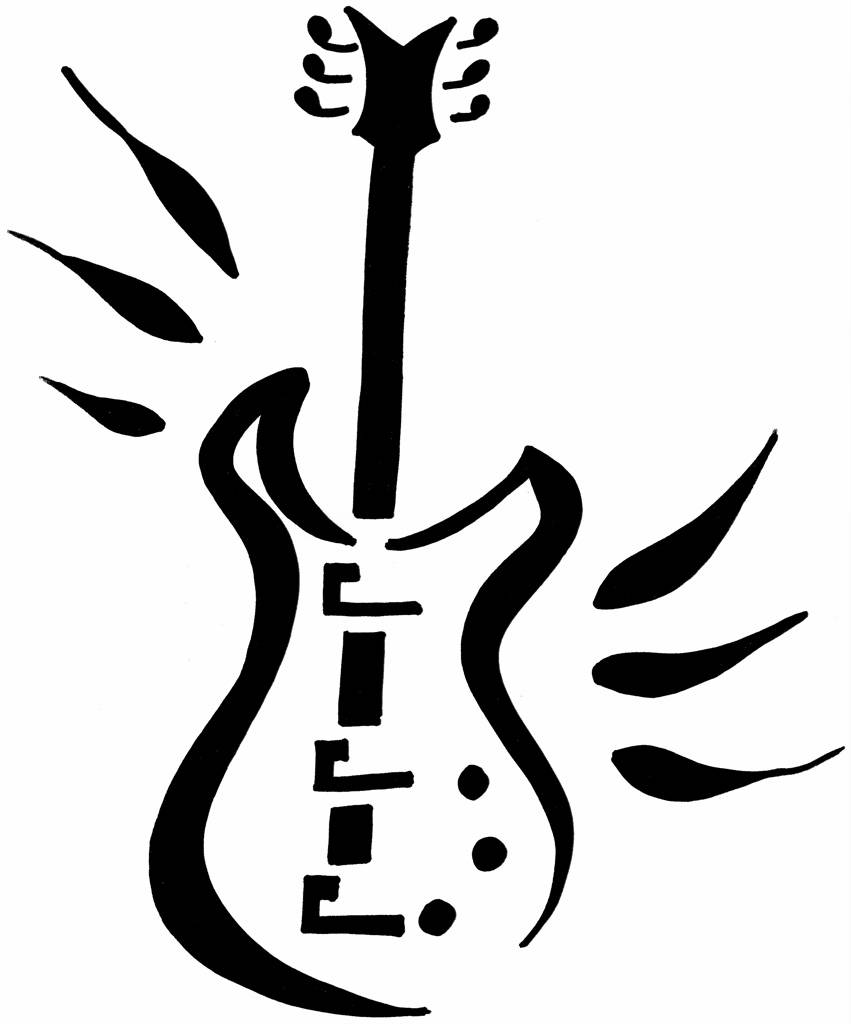 Free Guitar Stencil - Guitar Pumpkin Carving Pattern