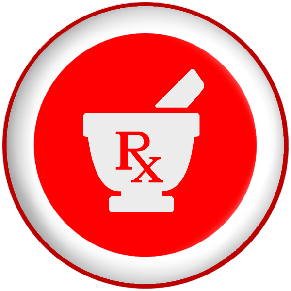 mortar pestle rx prescription symbol red button clipart image ...