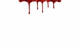 Blood dripping down over white background with matte Motion ...