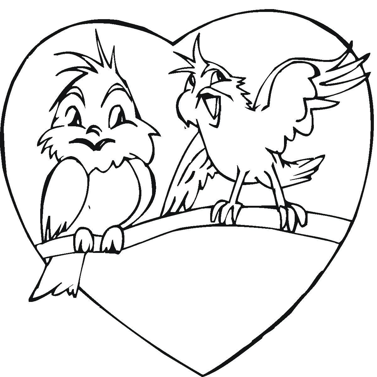 Two Canaries Are Sitting And Singing On The Heart - Valentines Day ...