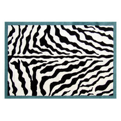 Home Decor Inc. Zebra Teal Border Rug | Wayfair