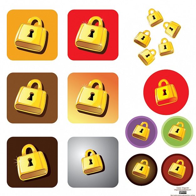 Golden Lock Vector graphic in SVG and EPS and PFD formats ...