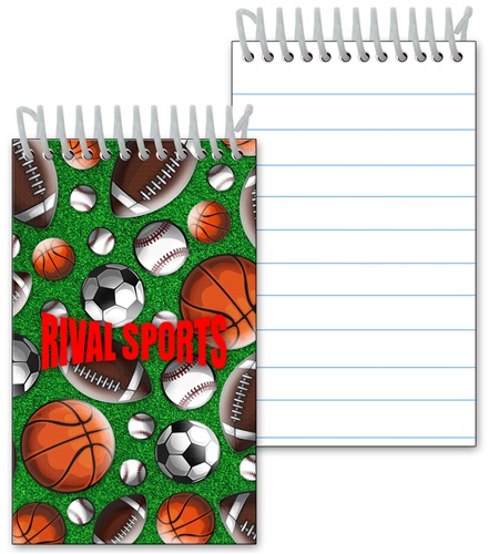 Lenticular mini notebook with baseballs, soccer balls, futbols ...