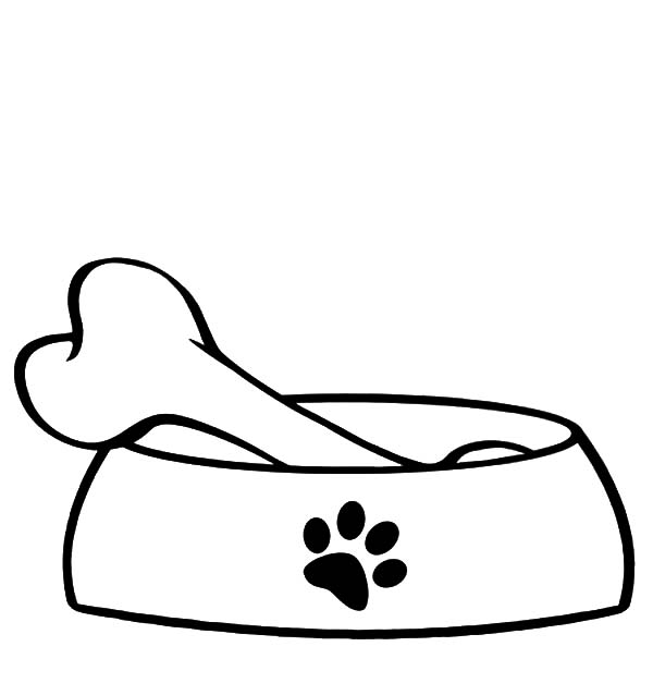 Dog Food Bone in a Bowl Dish Coloring Pages - Free & Printable ...