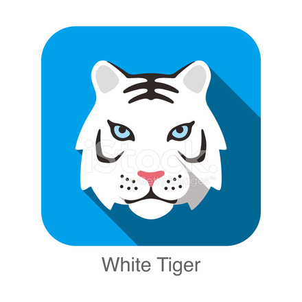 White Tiger, Cat Breed Face Cartoon Flat Icon Design stock photos ...