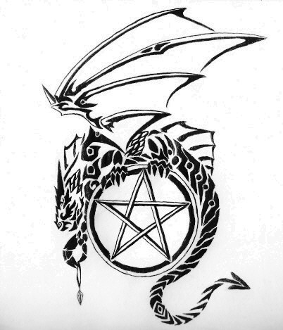 Dragon and Pentagram by AmberHallows on DeviantArt