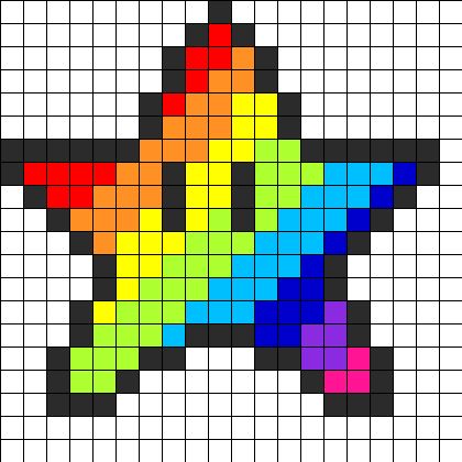 Rainbow star, Bead patterns and Perler beads