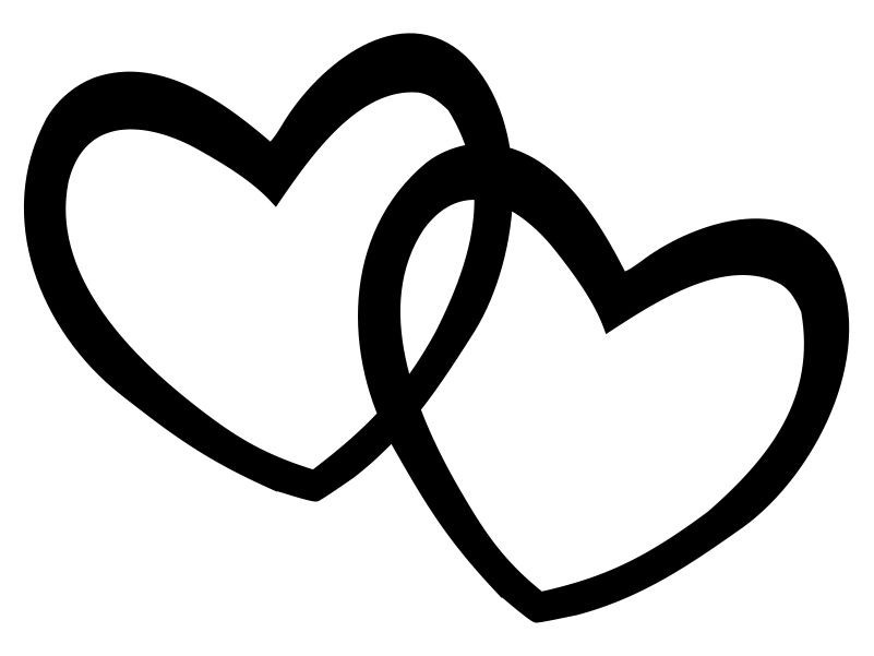 Cute shaped heart black and white clipart