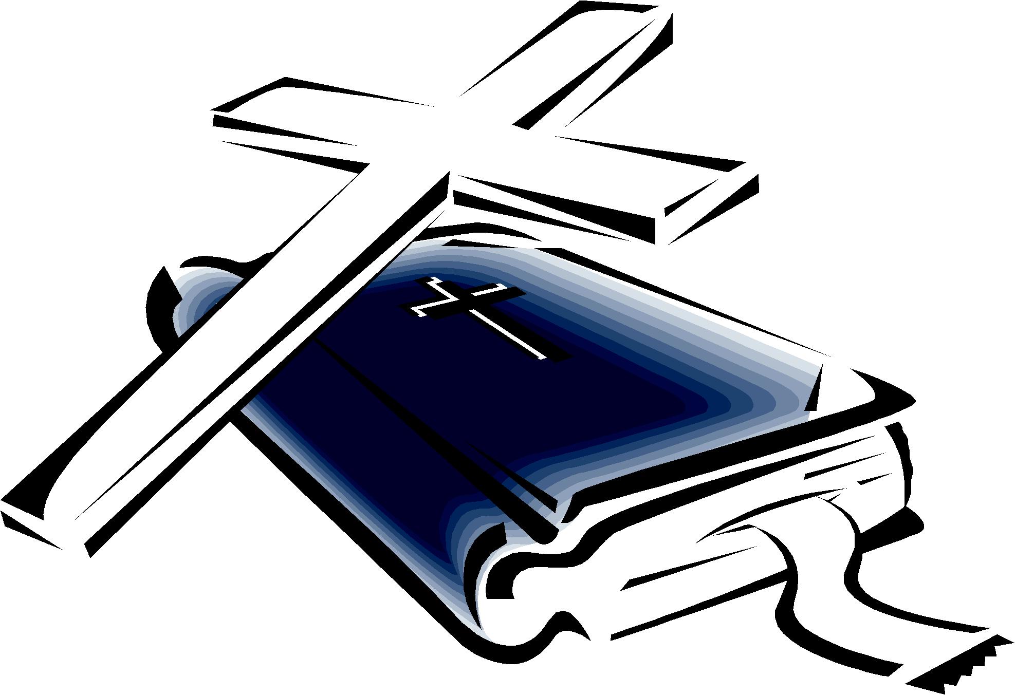 Christian cross and bible clip art