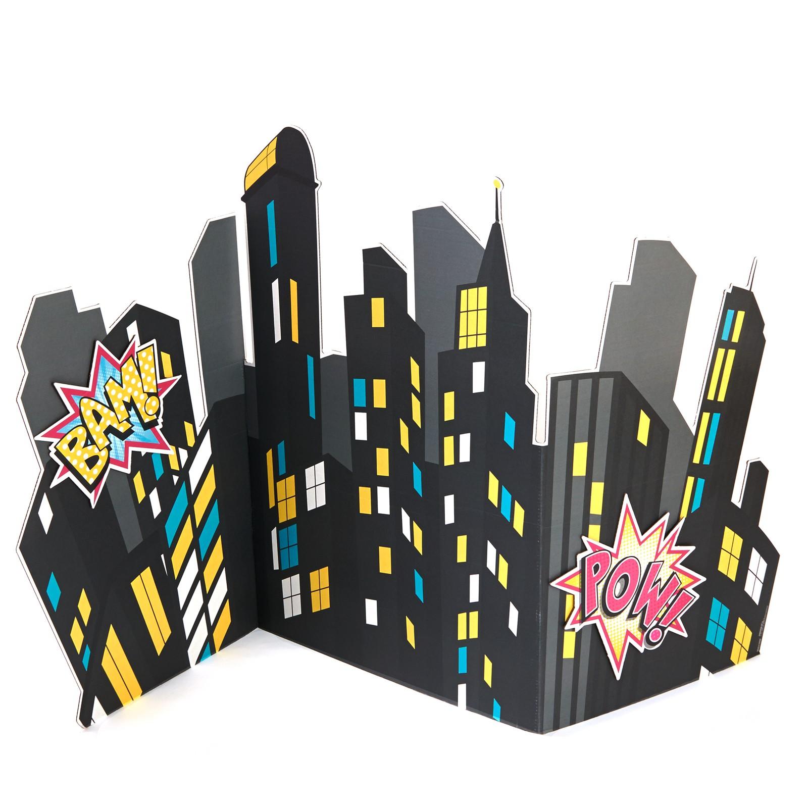 Superhero Girl City Scape Standup - 4' Tall | BirthdayExpress.com