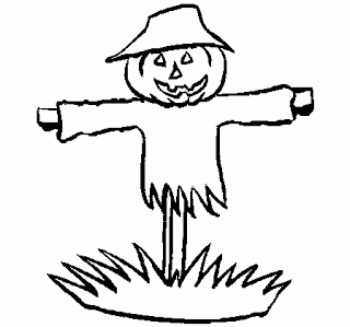 Thanksgiving Scarecrow Coloring Pages, Pumpkin Face Scarecrow
