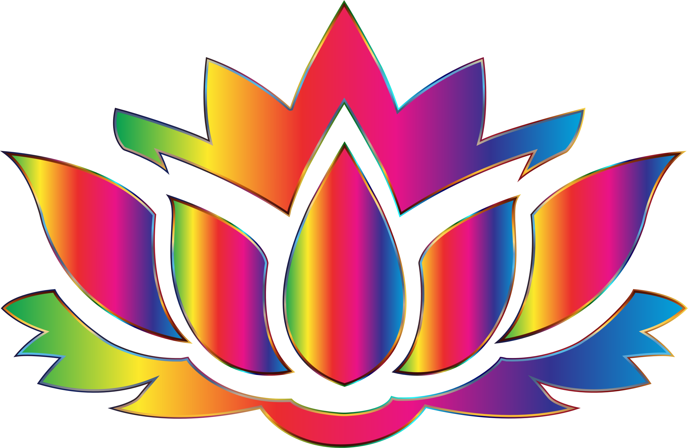 Clipart - Rainbow Lotus Flower Silhouette No Background