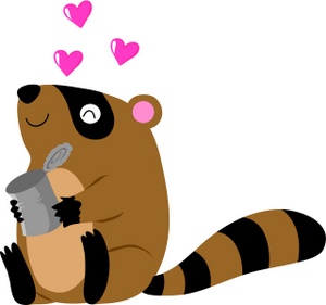 Raccoon Clipart Image - A Raccoon Holding A Tin Can With Hearts ...