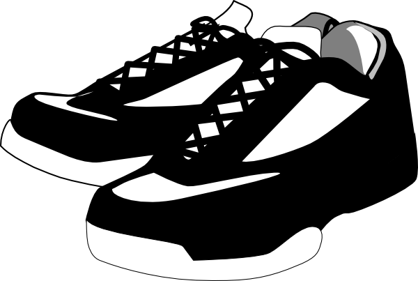 Black And White Shoes Tennis Clip Art - vector clip ...