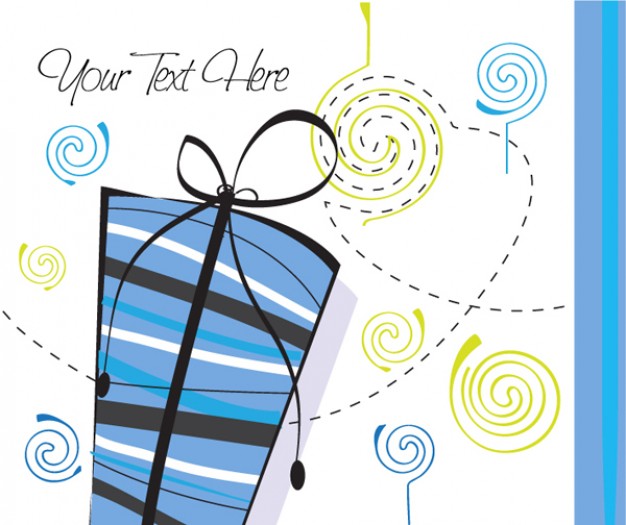 gift box with stripes and swirls at background | Download free Vector