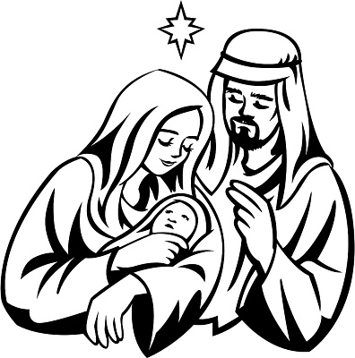 A portrait of Mary Joseph and Jesus under the Star of Bethlehem ...