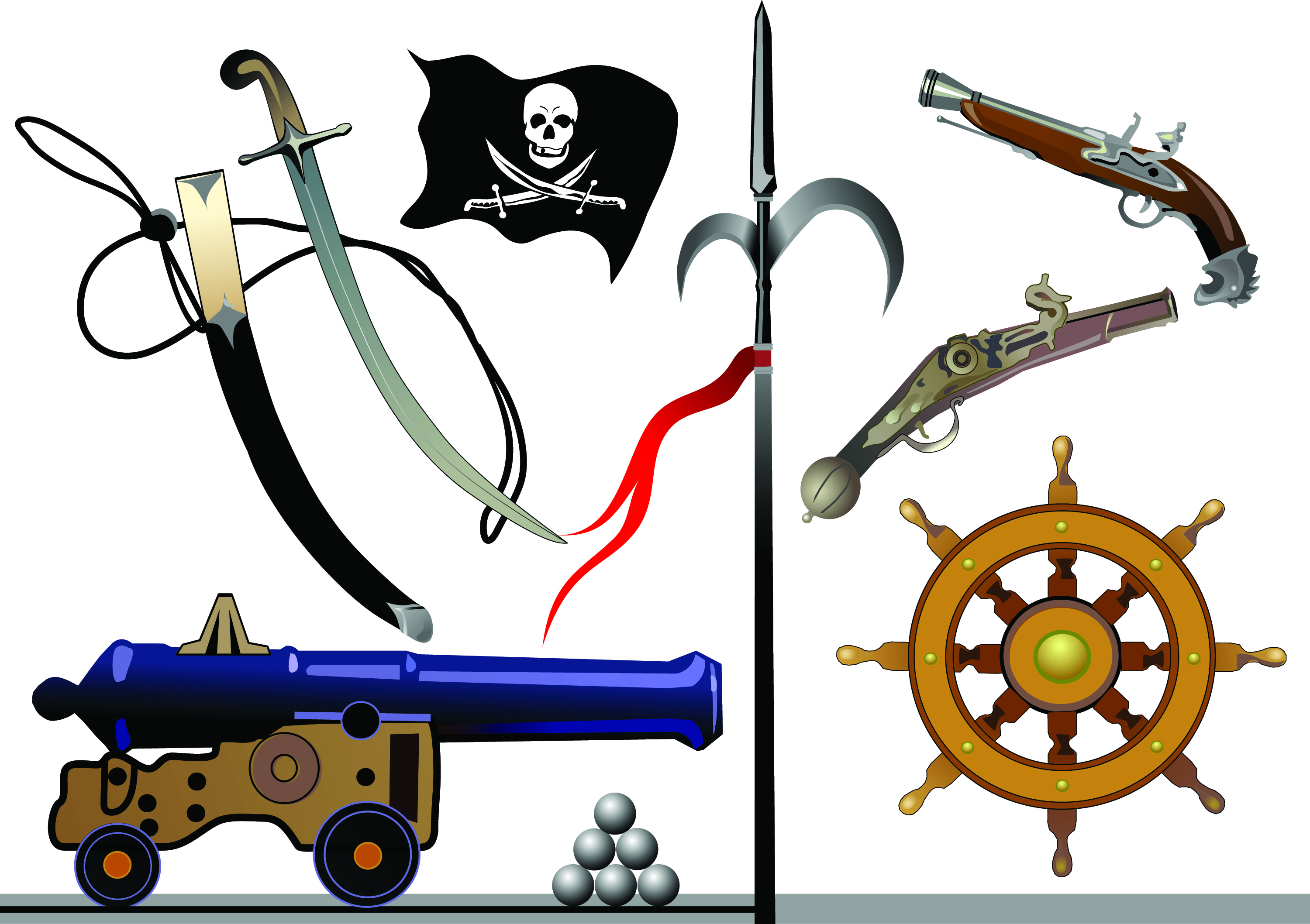 Pirates clip art equipment and supplies Free Vector / 4Vector