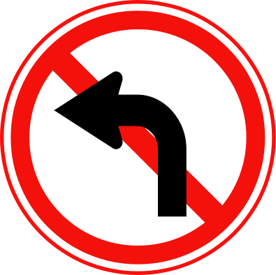 Korean Traffic sign (No Left Turn).svg