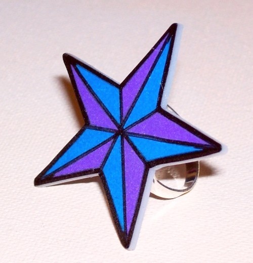 blue and purple nautical star ring