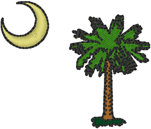 South Carolina Palmetto & Crescent Moon Embroidery Design