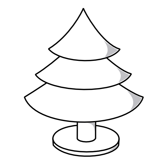 Christmas Tree Plain Black White Line Art Xmas Coloring Book ...