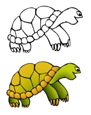 Turtle Coloring Page Clipart with Green Shell | Just Free Image ...