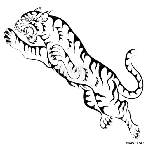 Jumping tiger tattoo" Stock image and royalty-free vector files on ...