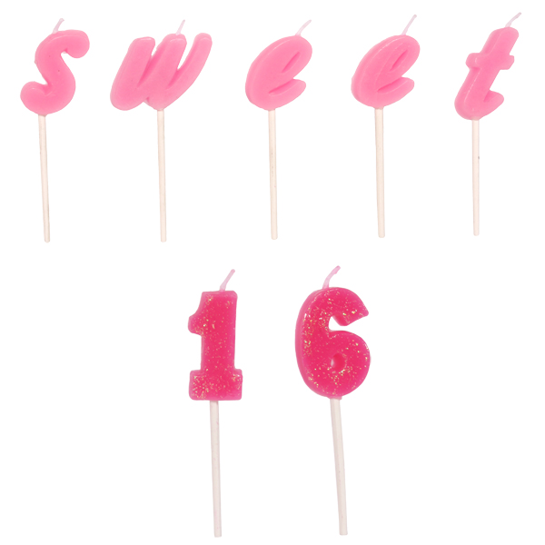 Sweet 16 Birthday Pick Candles (7 pcs.), FREE shipping offer, 50 ...