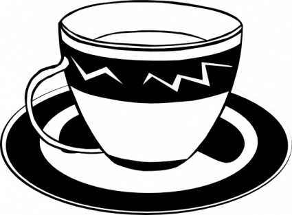 Plate Cup Coffee Drink Lineart Beverage Cappuccino vector, free ...