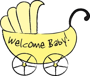 Baby Carriage Clipart Image - Yellow baby carriage with text ...