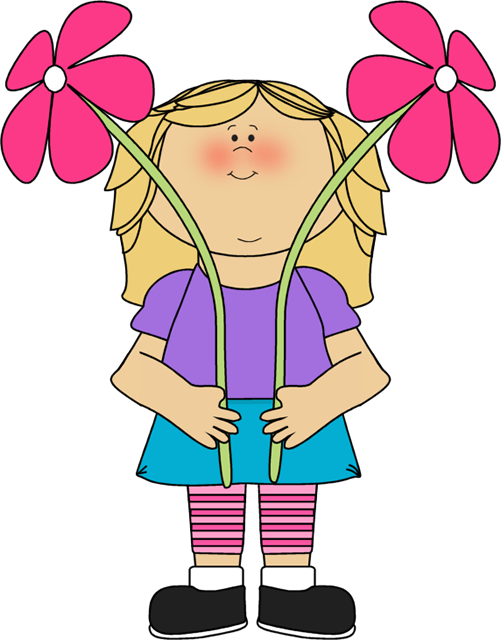 Flower Girl Clip Art Image Little Girl Holding Two Tall And Skinny