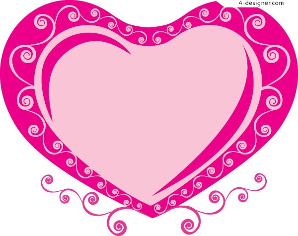 4-Designer | Pink Lace Heart shaped vector material