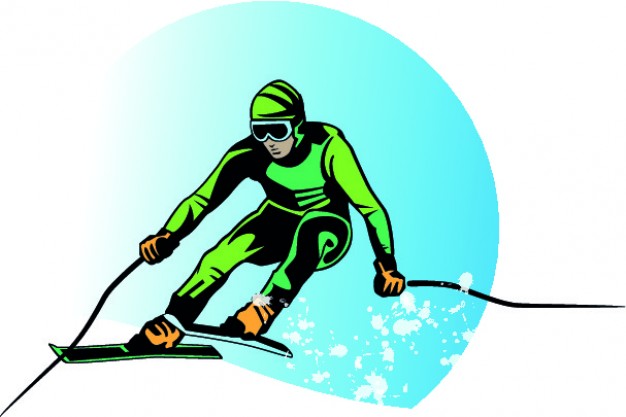 Green skier cartoon vector background Vector | Free Download