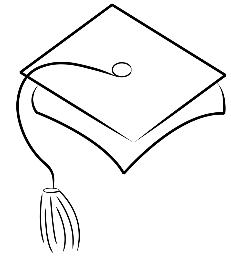 Graduation cap clipart black and white