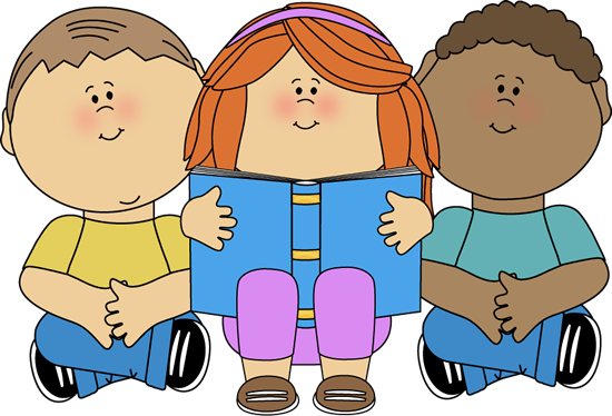 Little kids reading clipart