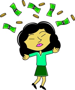 Money Clipart Image - Asian Woman Throwing Money in the Air