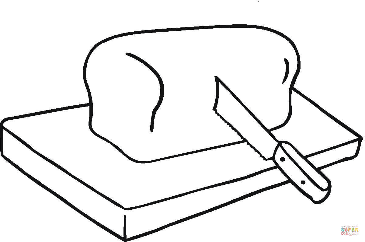 Bread On Cutting Board coloring page | Free Printable Coloring Pages