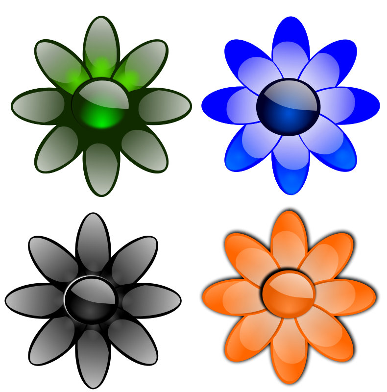 Glossy flowers 2 Free Vector