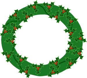 Evergreen Wreath With Large Holly clip art - vector clip art ...