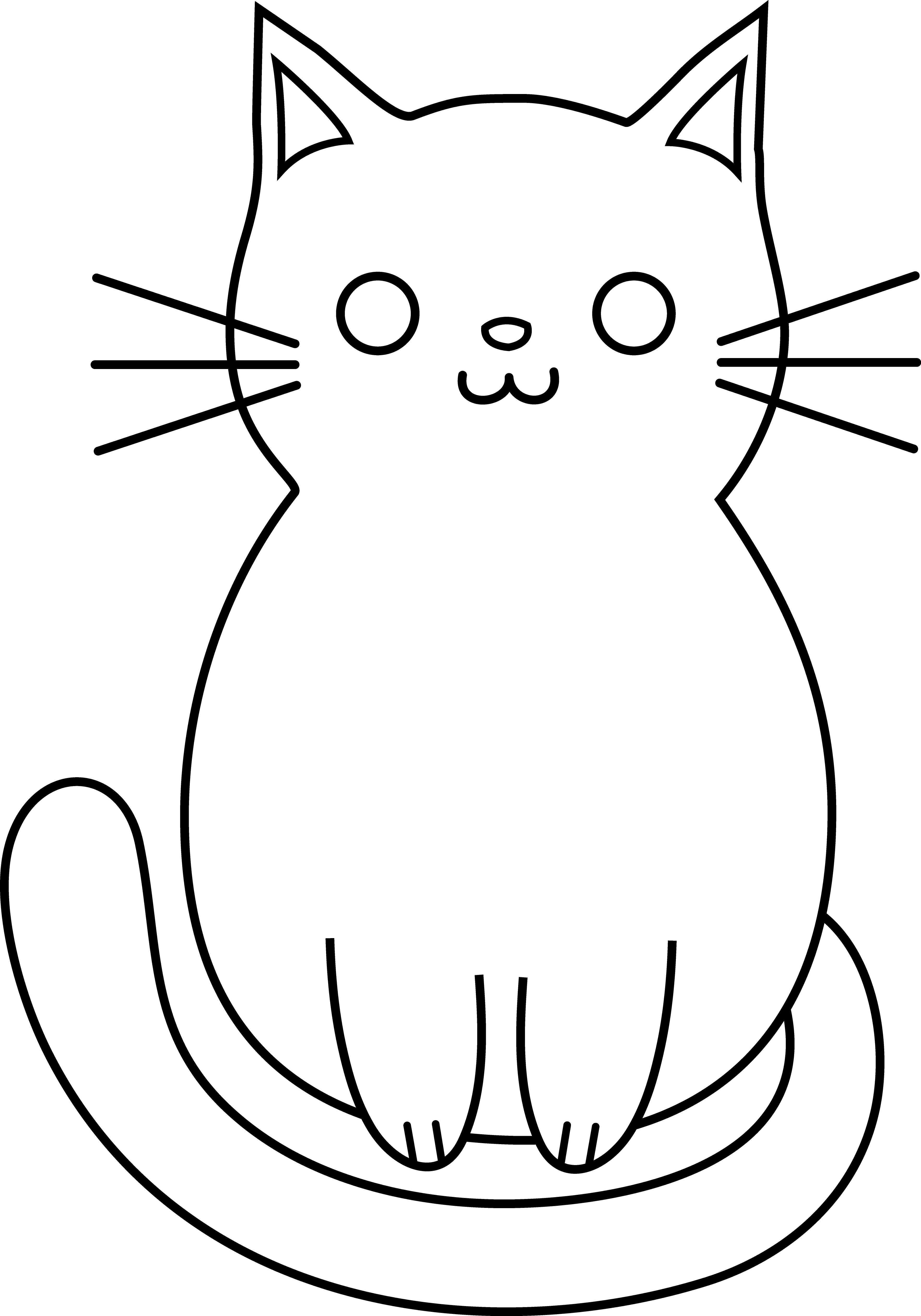 Cute Cat Line Art Free Clip Art | doginstructions.